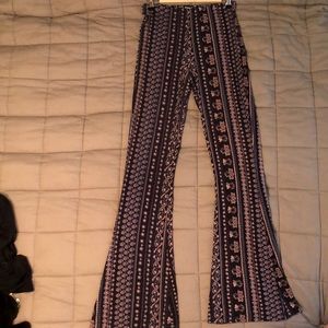 Navy and pink bellbottom floral pants